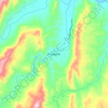Mapa topográfico Pinukpuk, altitude, relevo