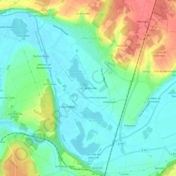 Mapa topográfico Les Rocheuses, altitude, relevo