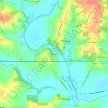 Mapa topográfico Martintown, altitude, relevo