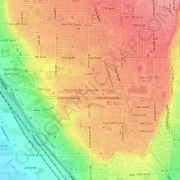 Mapa topográfico Curtis, altitude, relevo