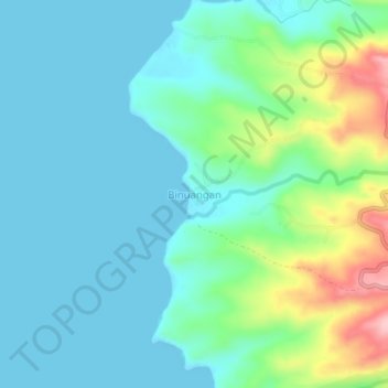 Mapa topográfico Binuangan, altitude, relevo