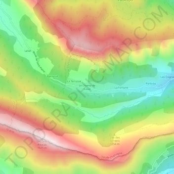 Mapa topográfico Le Champ de Laval, altitude, relevo
