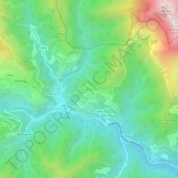 Mapa topográfico Andagna, altitude, relevo