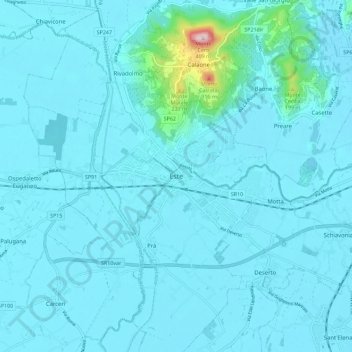 Mapa topográfico Este, altitude, relevo