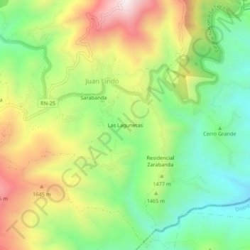 Mapa topográfico Las Lagunetas, altitude, relevo