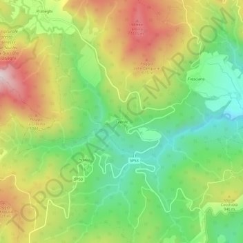 Mapa topográfico Caprile, altitude, relevo