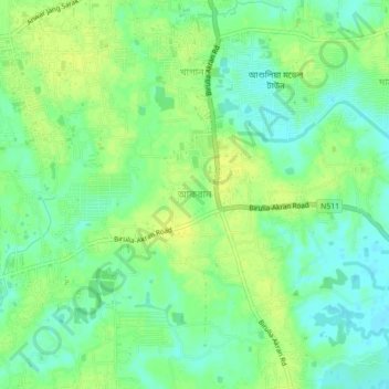 Mapa topográfico Akran, altitude, relevo