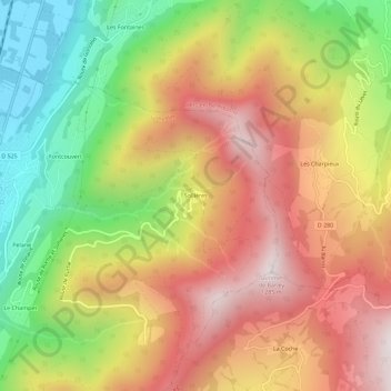 Mapa topográfico Sollières, altitude, relevo