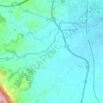 Mapa topográfico Sentfores, altitude, relevo