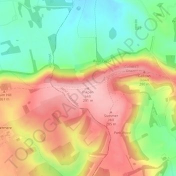 Mapa topográfico Inkpen Hill, altitude, relevo
