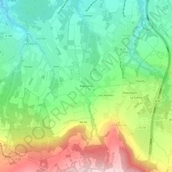 Mapa topográfico Malchamp, altitude, relevo