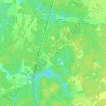 Mapa topográfico Les Marchais Timon, altitude, relevo