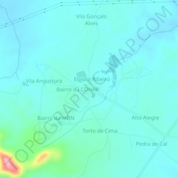 Mapa topográfico São José do Torto, altitude, relevo