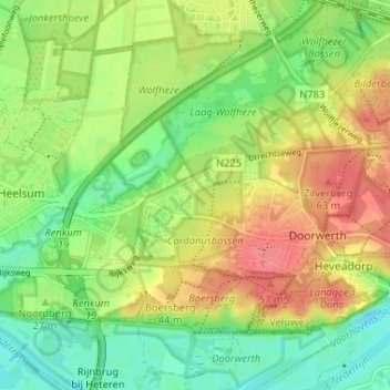 Mapa topográfico Kievitsdel, altitude, relevo
