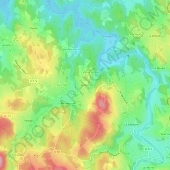 Mapa topográfico Le Betz, altitude, relevo