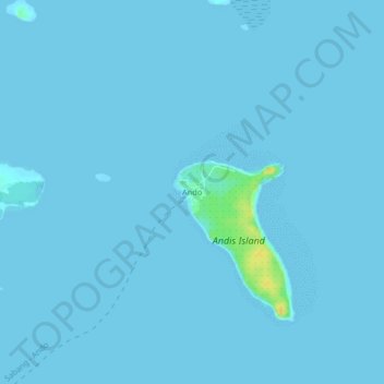 Mapa topográfico Ando, altitude, relevo