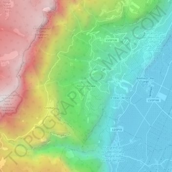 Mapa topográfico Penon - Penone, altitude, relevo