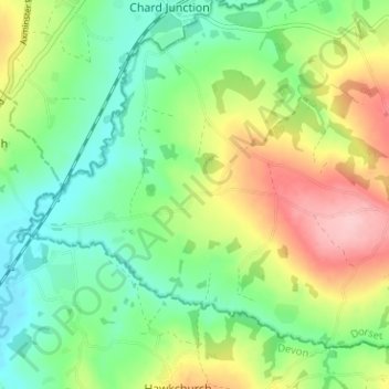 Mapa topográfico Holditch, altitude, relevo