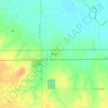 Mapa topográfico Fairdale, altitude, relevo