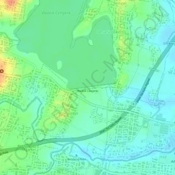 Mapa topográfico Waduk Cengklik, altitude, relevo