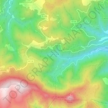 Mapa topográfico Conduzorgues, altitude, relevo