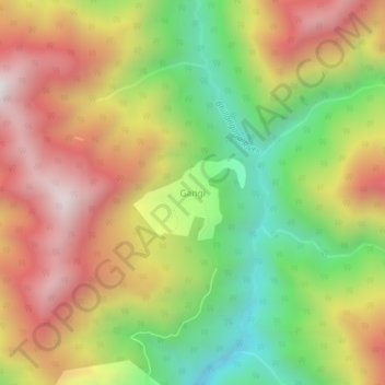 Mapa topográfico Gangi, altitude, relevo