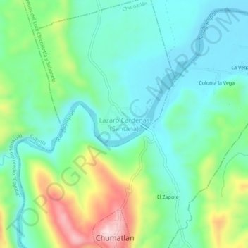 Mapa topográfico Lazaro Cardenas (Santana), altitude, relevo
