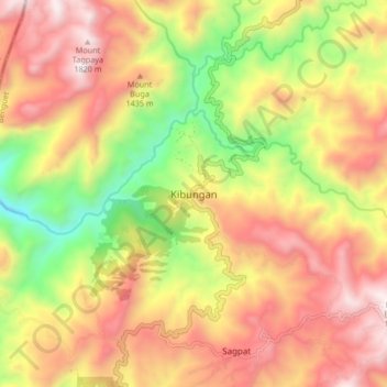 Mapa topográfico Kibungan, altitude, relevo