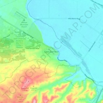 Mapa topográfico East Garrison, altitude, relevo