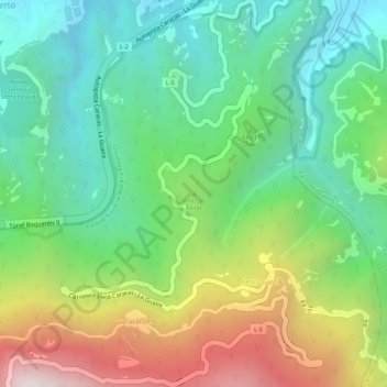 Mapa topográfico Alto Las Pailas, altitude, relevo