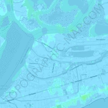 Mapa topográfico Treporti, altitude, relevo
