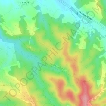 Mapa topográfico Bricco Rotondo, altitude, relevo