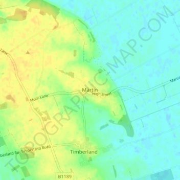Mapa topográfico Martin, altitude, relevo