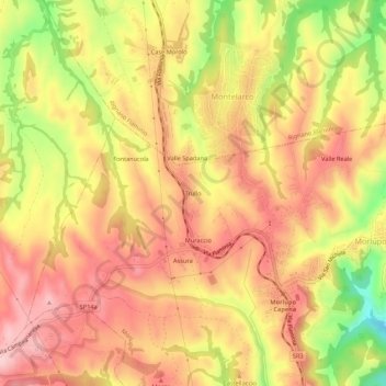 Mapa topográfico Trullo, altitude, relevo