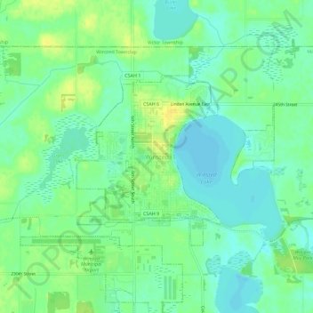 Mapa topográfico Winsted, altitude, relevo