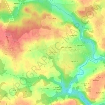Mapa topográfico La Billais, altitude, relevo