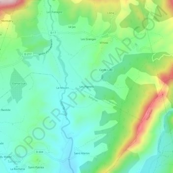 Mapa topográfico Les Pignets, altitude, relevo