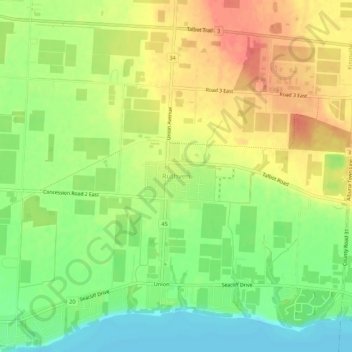 Mapa topográfico Ruthven, altitude, relevo