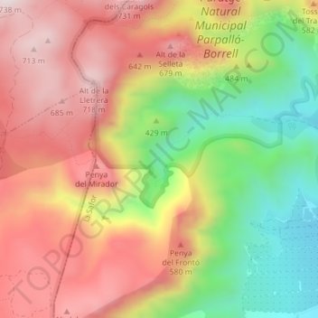 Mapa topográfico el Portalet, altitude, relevo