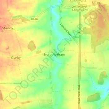 Mapa topográfico North Witham, altitude, relevo