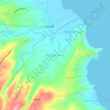 Mapa topográfico Bugaan West, altitude, relevo