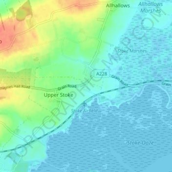 Mapa topográfico Middle Stoke, altitude, relevo