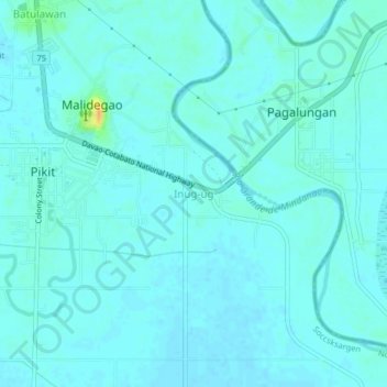 Mapa topográfico Inug-ug, altitude, relevo
