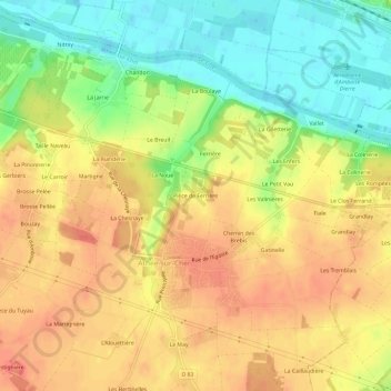 Mapa topográfico Pièce de Ferrière, altitude, relevo