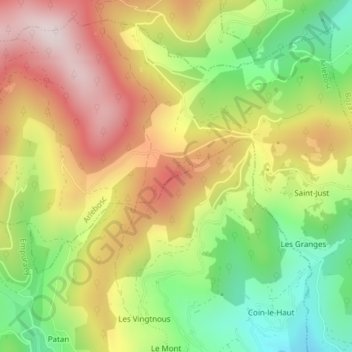 Mapa topográfico Croix du Rocher, altitude, relevo