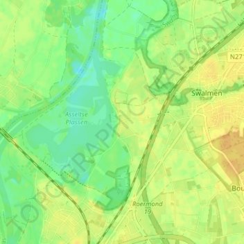 Mapa topográfico Asselt, altitude, relevo