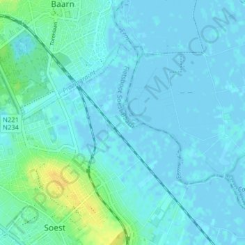 Mapa topográfico Grote Melm, altitude, relevo