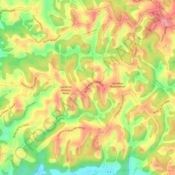 Mapa topográfico Bois-de-Rose, altitude, relevo