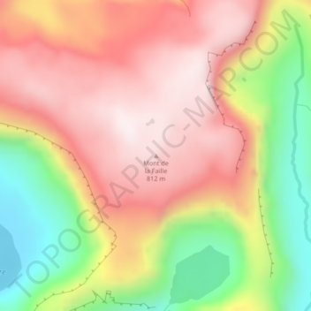 Mapa topográfico Mont de la Faille, altitude, relevo