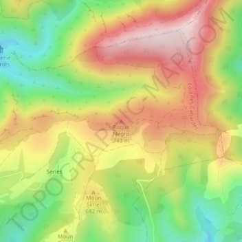 Mapa topográfico Roque Negro, altitude, relevo